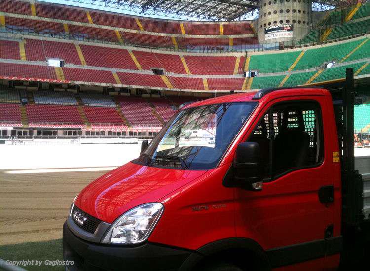 Stadio S.Siro Milano lavori di ripristino campo di gioco